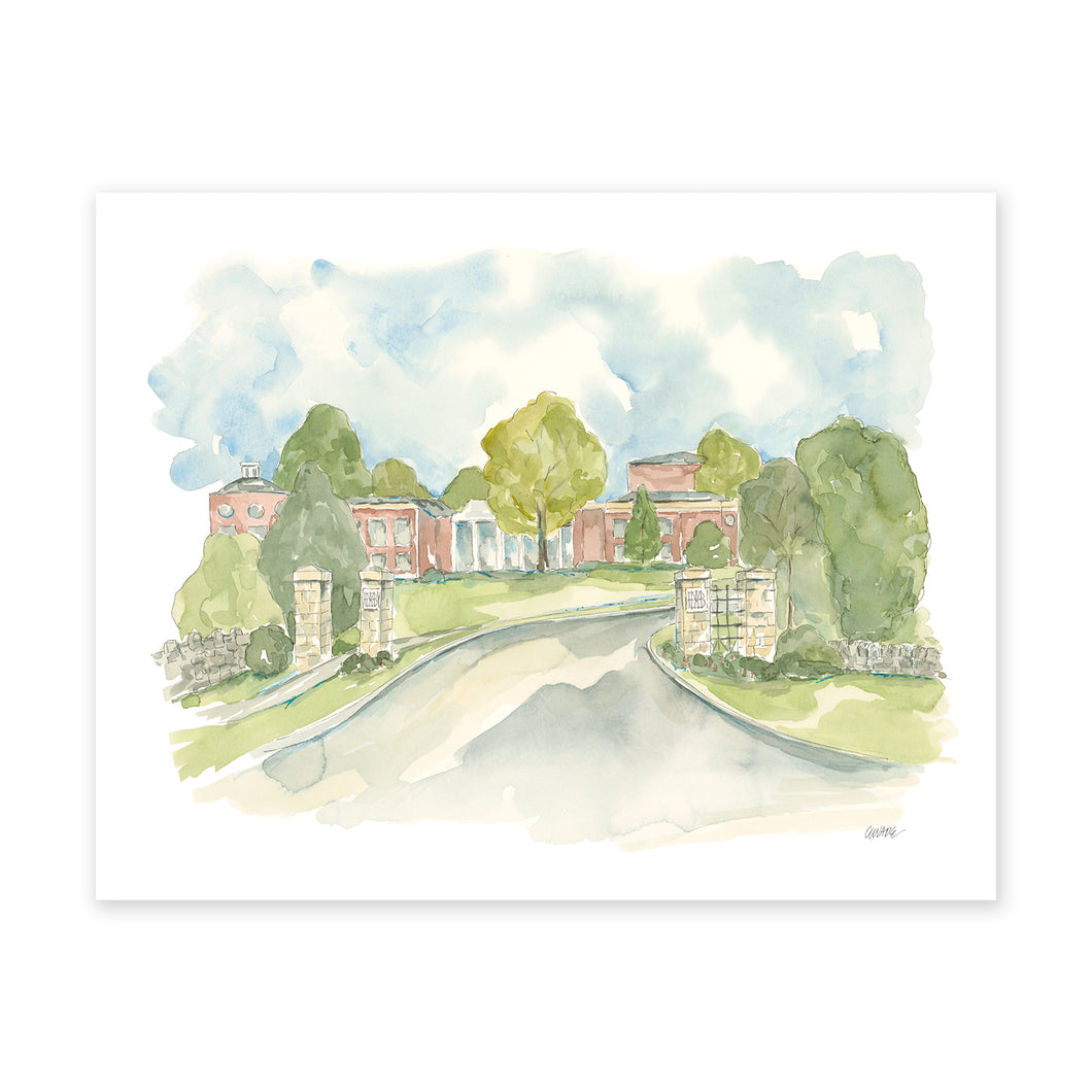 Limited Edition Vol. 3 Print “Montgomery Bell Academy - Entrance” watercolor art prints by Elizabeth Wade